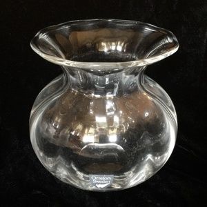 Vintage Orrefors Sweden Anemone Crystal Optic Vase in Shreve Crump Low Gift Box